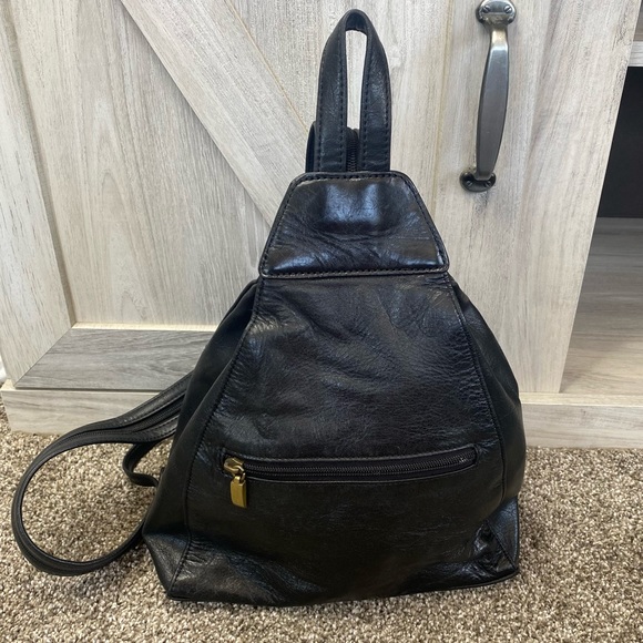 Aurielle Bags Leather Aurielle Backpack Sling Handbag Purse Black